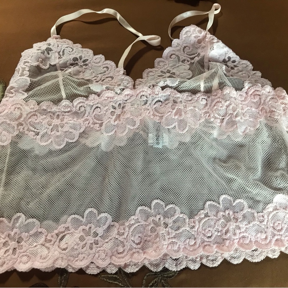 Rampage Pale Pink Lace Bandeau Bralette